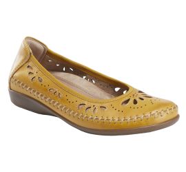 Alder Azza Orca Yellow Perforated Leather Ballet Flat