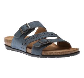 Felix Moroccan Blue Perforated Strappy Slide Sandal