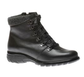 Yukon Black Leather Lace-Up Winter Ankle Boot