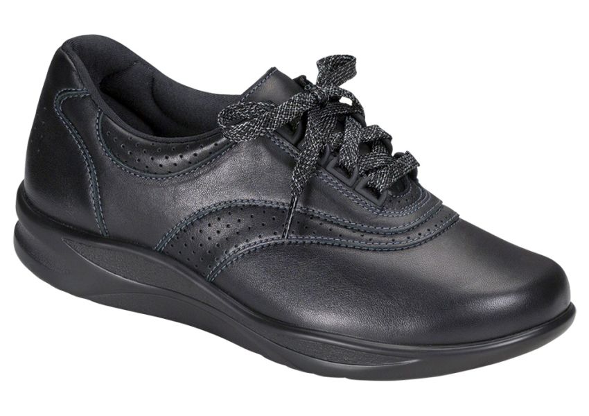 Walk Easy Black Leat by SAS Shoes at Walking On A Cloud
