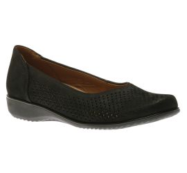 Avril Black Nubuck Leather Perforated Ballet Flat