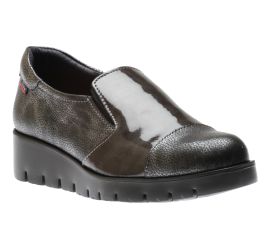 Haman Grey Patent Leather Wedge Loafer