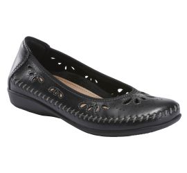Alder Azza Black Perforated Leather Ballet Flat