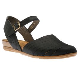 Stella Pleasant Black Leather Closed-Toe Sandal