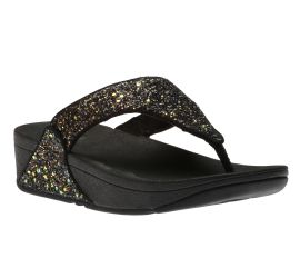 Lulu Black Glitter Thong Sandal