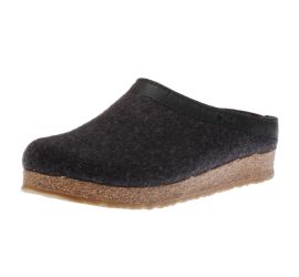 GZL Grizzly Charcoal Wool Felt Leather Trim Clog