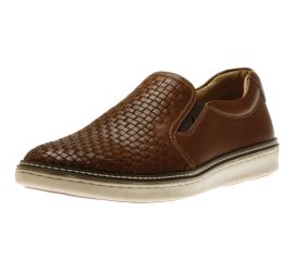McGuffey Woven Tan Brown Leather Slip-On Sneaker