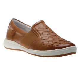 Caren 26 Camel Brown Woven Leather Slip-On Sneaker