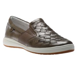 Caren 26 Platinum Metallic Woven Leather Slip-On Sneaker