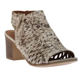 Astrale Beige Metallic Perforated Leather Chunky Sandal 