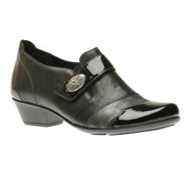 Luxor Black Leather Low Heel Shoe