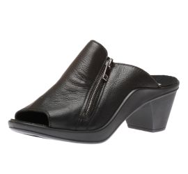 Mokassetta 297 Black Zipper Slide Heel Sandal