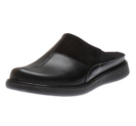 Gomera H01 Black Combination Leather Wide Width Slipper 