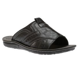 Men's Black Perforated Slide Sandal