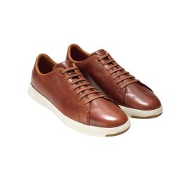GrandPrø Brown Leather Lace-Up Tennis Sneaker
