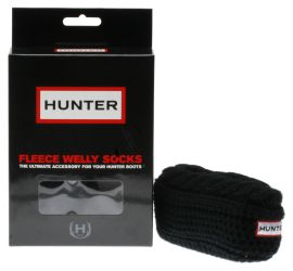 Hunter Black Moss Cable-Cuff Fleece Welly Socks
