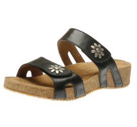 Tonga 04 Black Leather Slide Sandal