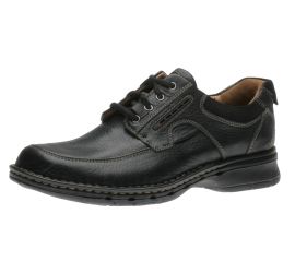 Un Bend Black Leather Lace-Up Casual Oxford Shoe