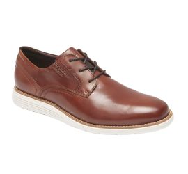 Total Motion Sport Tan Brown Leather Plain Toe Oxford Dress Shoe